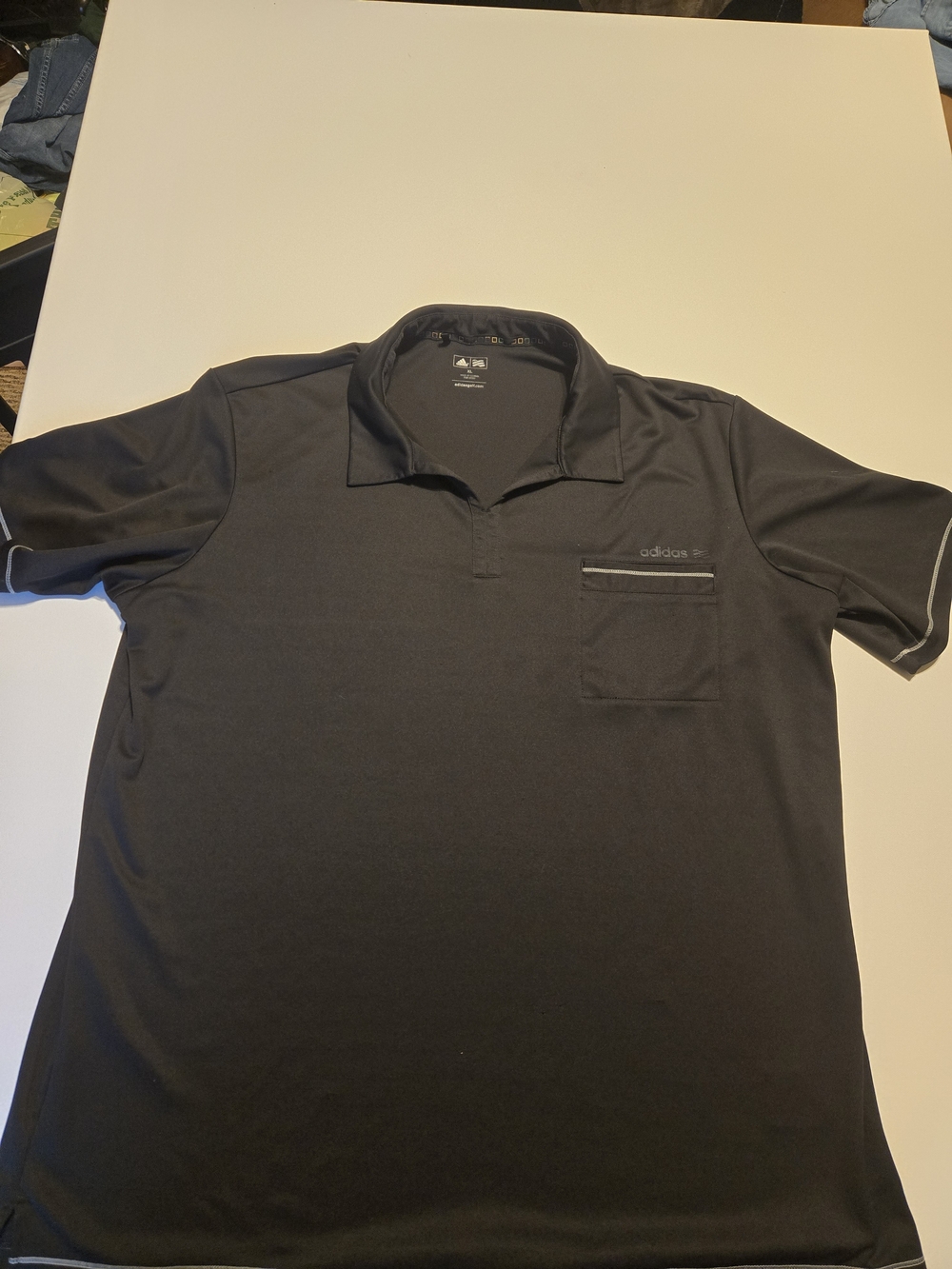Adidas Black XL Short-Sleeve Dri Fit Golf Polo with Chest Pocket